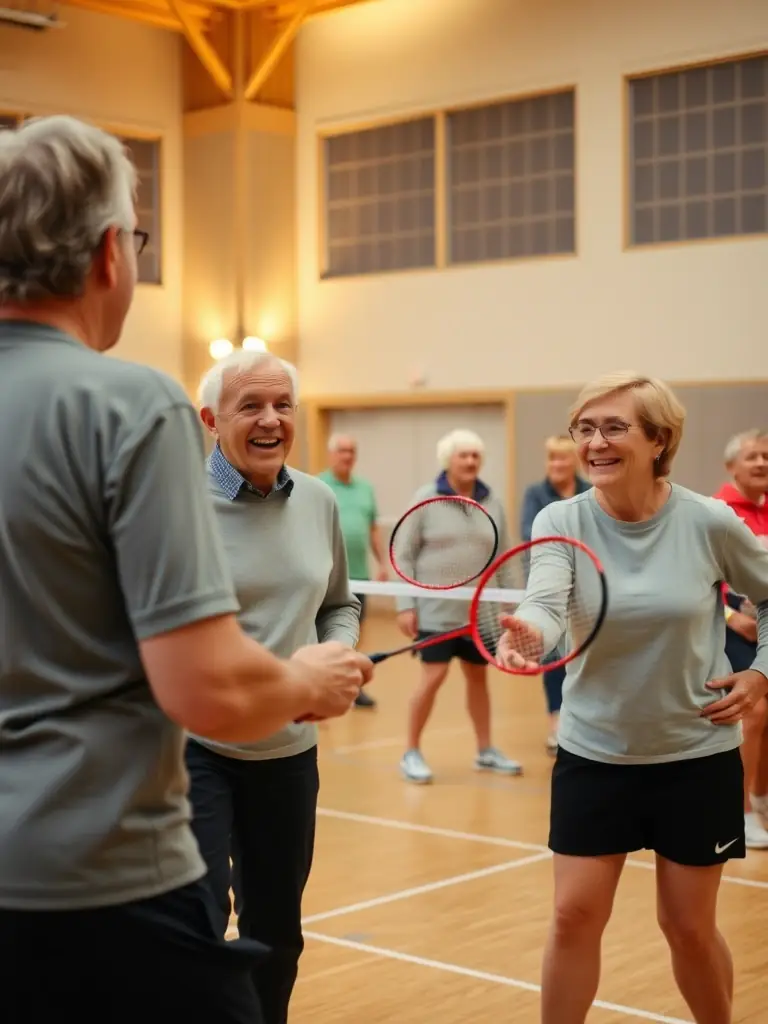 A group photo of volunteers and staff from COMITE DEPARTEMENTAL BADMINTON CANTAL at a community badminton event, highlighting their dedication and teamwork.
